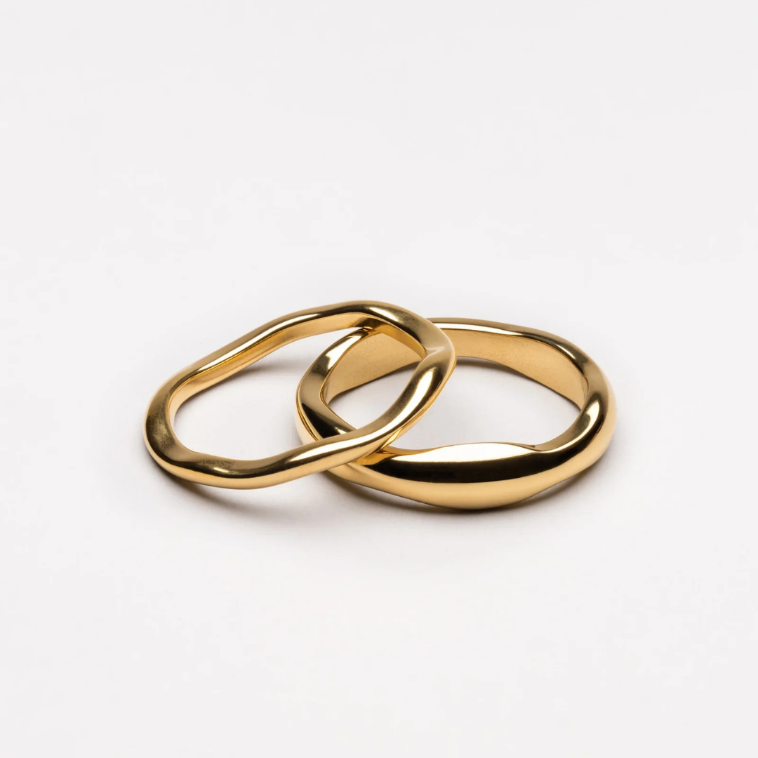 Duo de Bagues Gémeaux Étanches en Or 18k