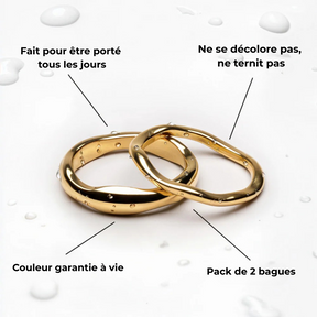 Duo de Bagues Gémeaux Étanches en Or 18k