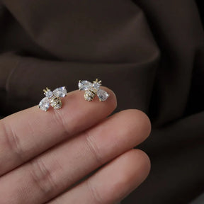 Boucles d’Oreilles Abeille Serties de Cristaux de Zirconium