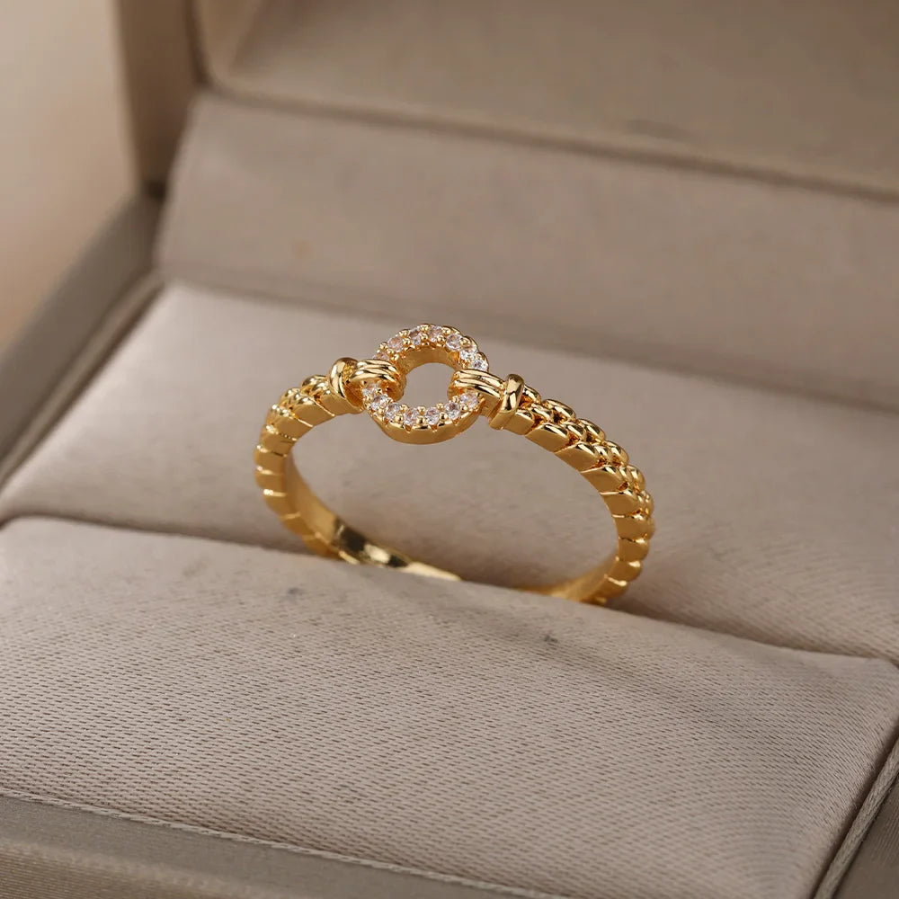 Bague Ajustable Circulaire Sertie de Zirconium