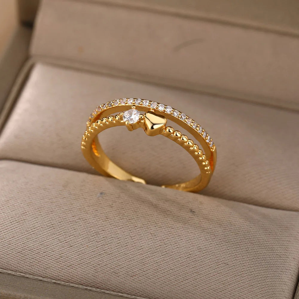 Bague Ajustable Cœur Sertie de Zirconia