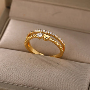 Bague Ajustable Cœur Sertie de Zirconia