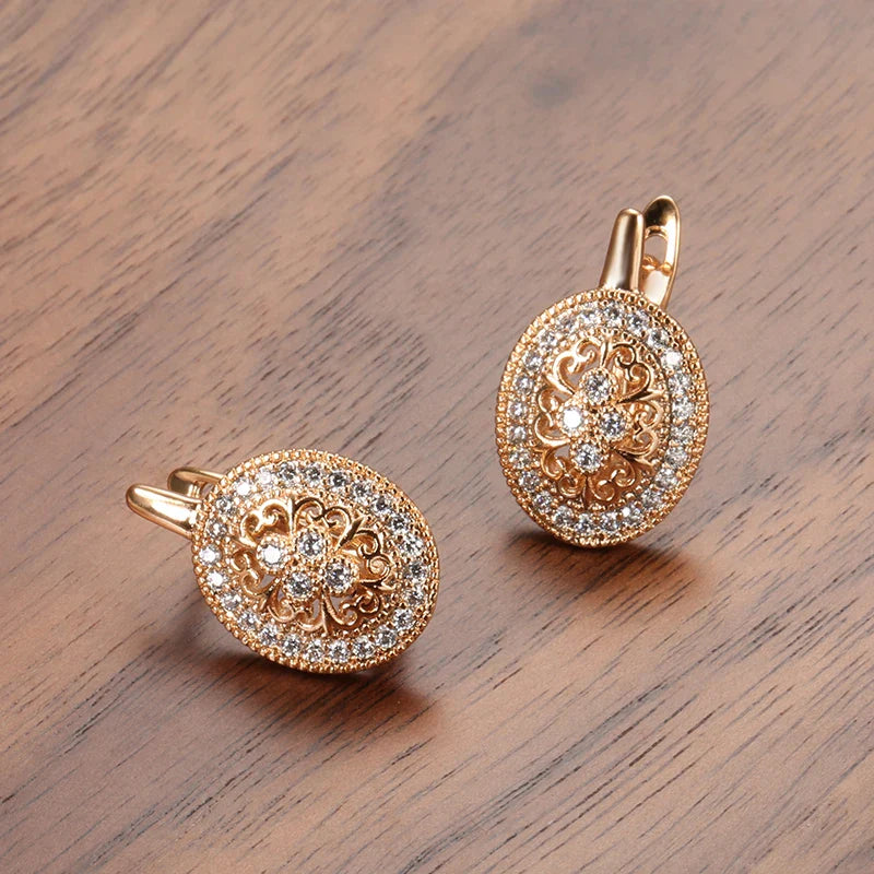 Boucles d’Oreilles Vintage Serties de Zirconium
