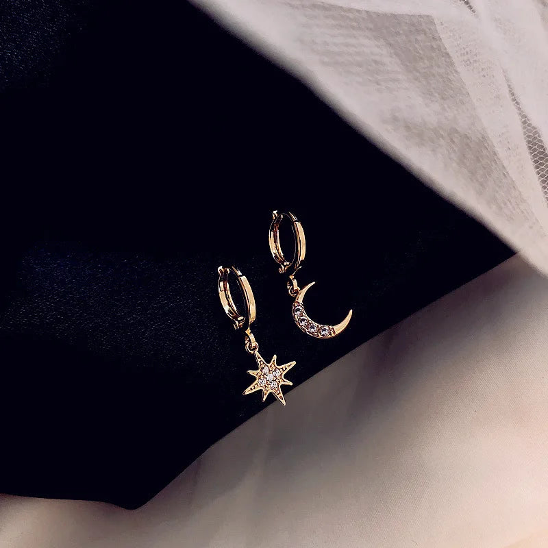 Boucles d’oreilles Créoles Lune et Étoile