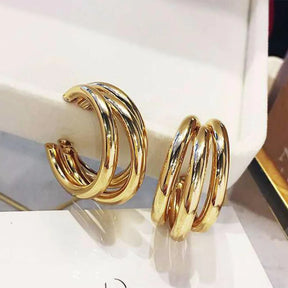 Boucles d’Oreilles Créoles Triples en Or 18K