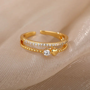 Bague Ajustable Cœur Sertie de Zirconia