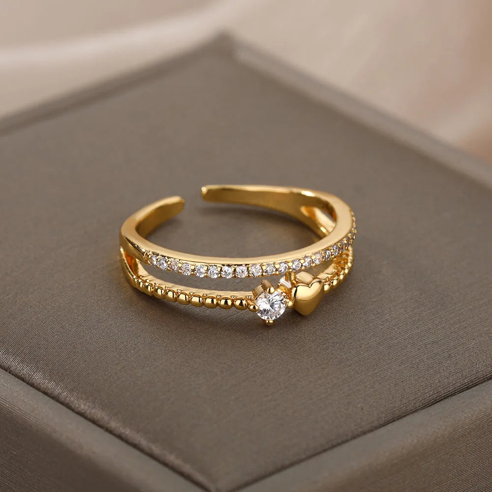Bague Ajustable Cœur Sertie de Zirconia