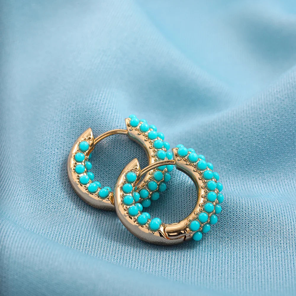 Boucles d’Oreilles Turquoise en Or 18K
