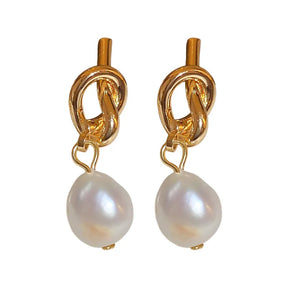 Boucles d’oreilles Or Entrelacées avec Perle