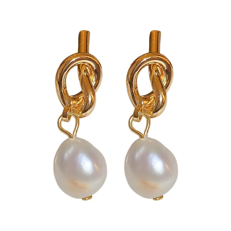 Boucles d’oreilles Or Entrelacées avec Perle