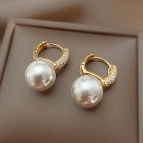 Boucles d’Oreilles Perle Serties de Zirconium