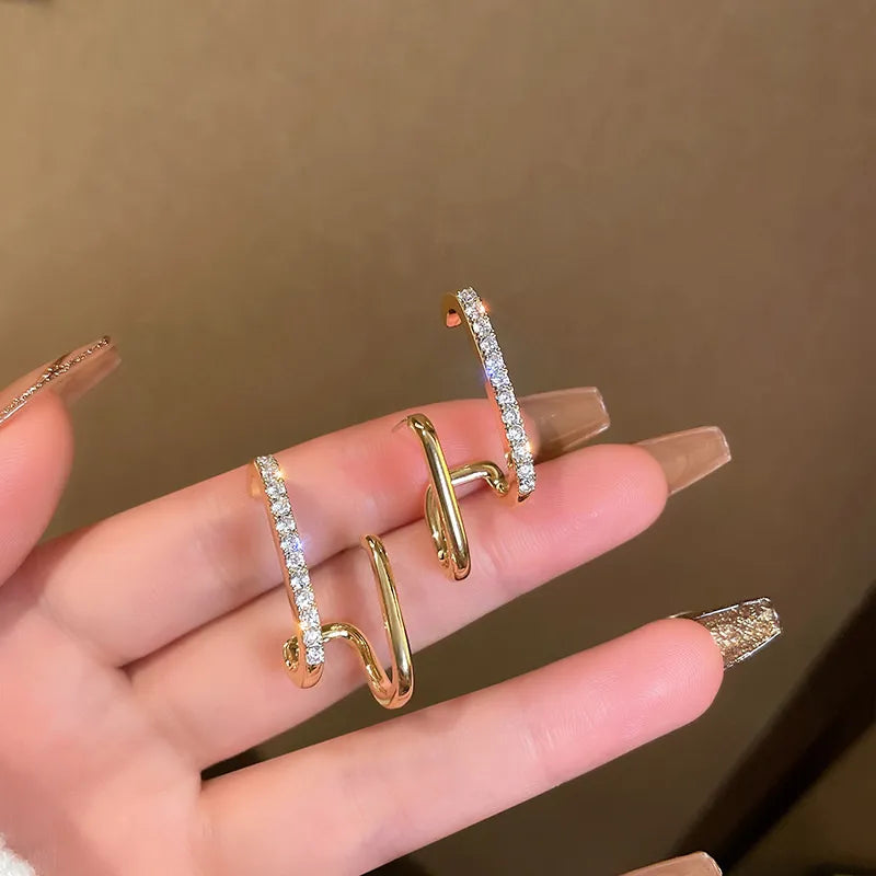 Boucles d’Oreilles Doubles avec Cristaux de Zircone