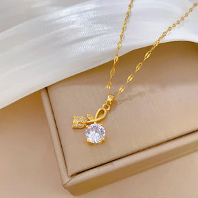 Collier Rose Incrustée de Zircone