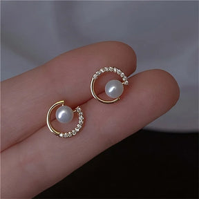 Boucles d’Oreilles Perlées Serties de Zircone