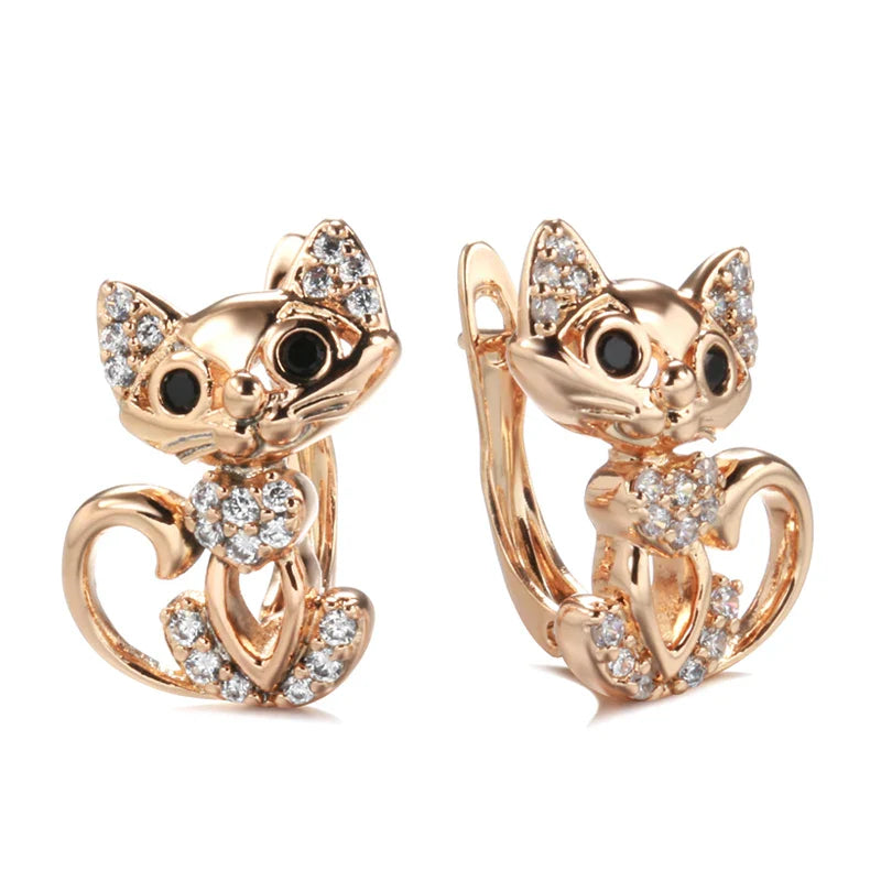 Boucle d’Oreille Chaton avec Zircone