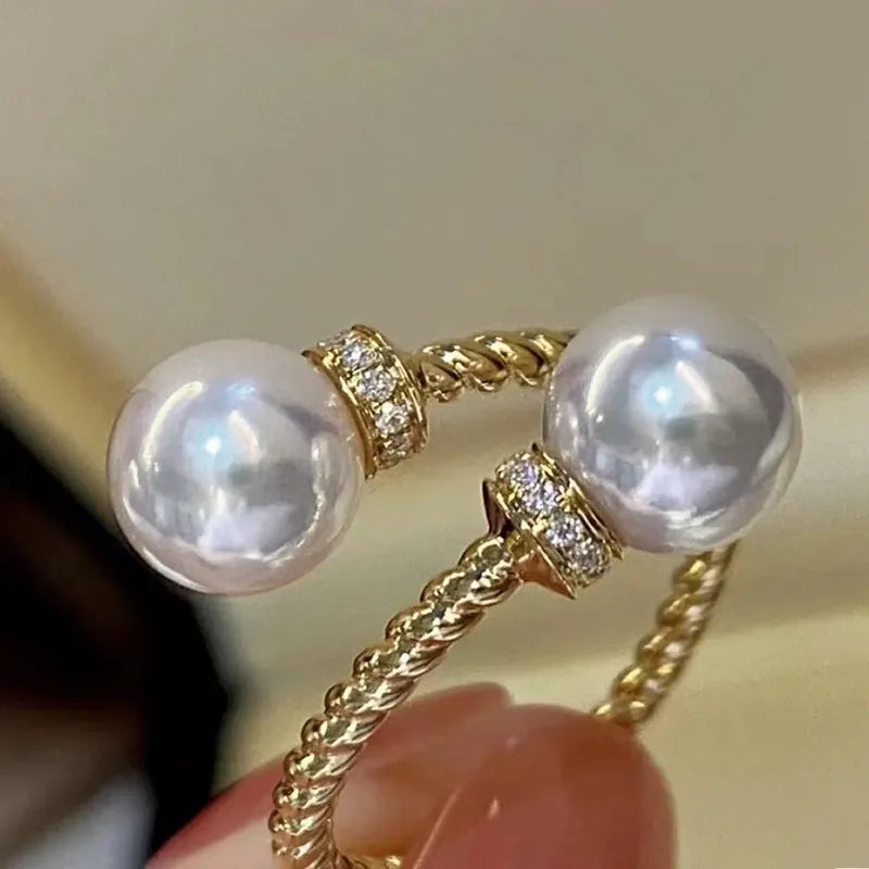 Bague Ajustable Nacrée avec Zirconium
