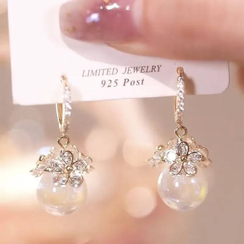 Boucle d’Oreille en Zircone avec Perle