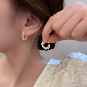 Boucle D’oreille Créole Nacrée en Or 18 Carats