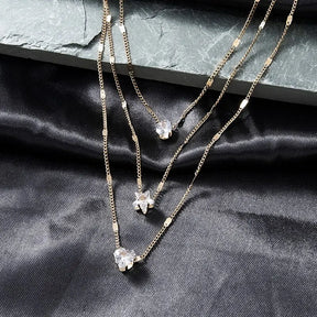 Collier Triple avec Pendentif en Zircon