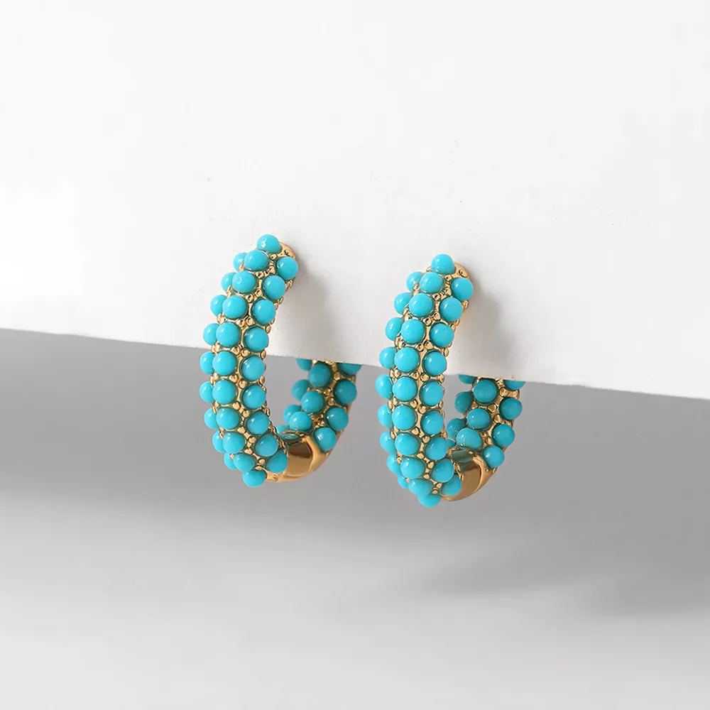 Boucles d’Oreilles Turquoise en Or 18K