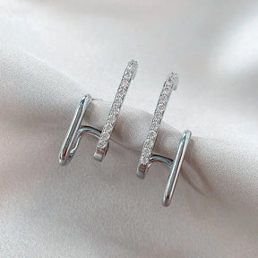 Boucles d’Oreilles Doubles avec Cristaux de Zircone