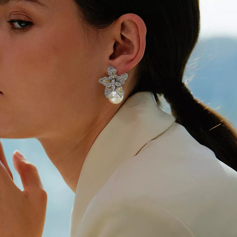 Boucles d’Oreilles Perle Life en Argent 925 Serties de Zirconium