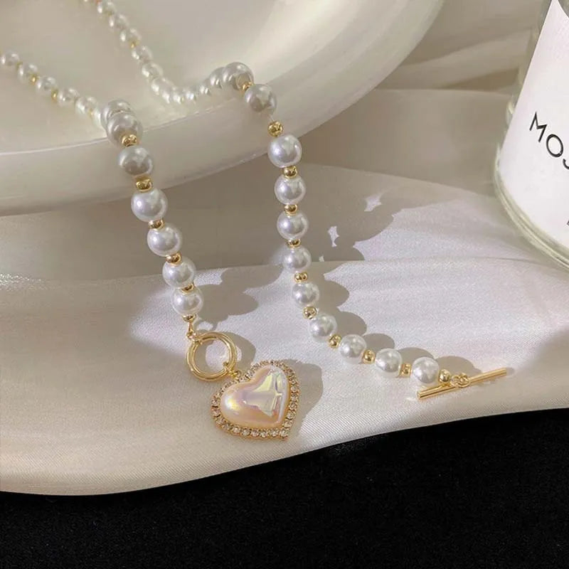 Collier Perles Cœur Rayonnant
