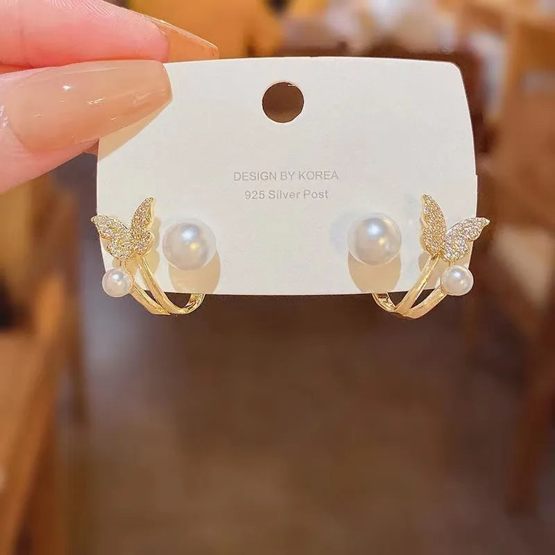 Boucles d’oreilles Papillon avec Perle