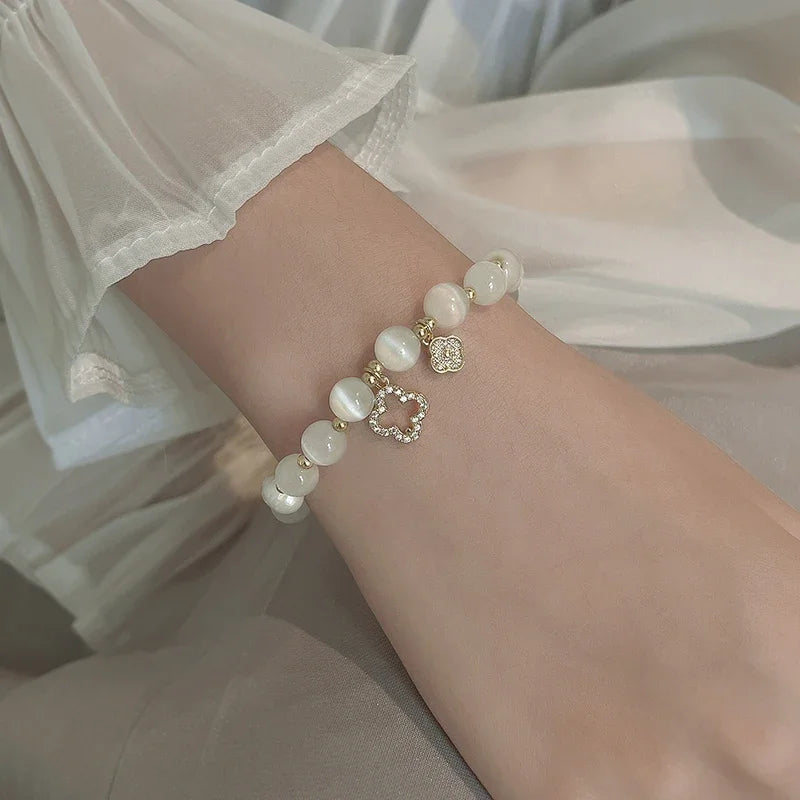 Bracelet Perles Incrustées de Zirconium