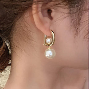 Boucle d’Oreille Créole Double Perle