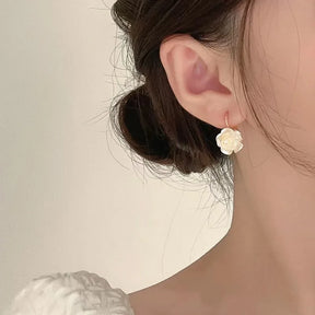 Boucles d’Oreilles Rose Blanche Luxy