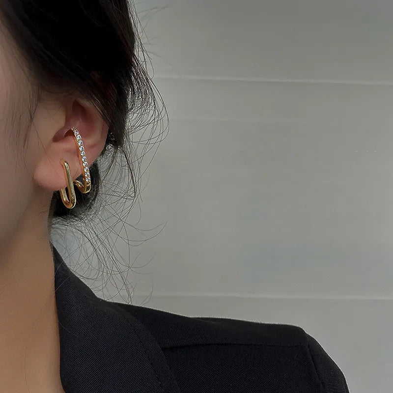 Boucles d’Oreilles Doubles avec Cristaux de Zircone