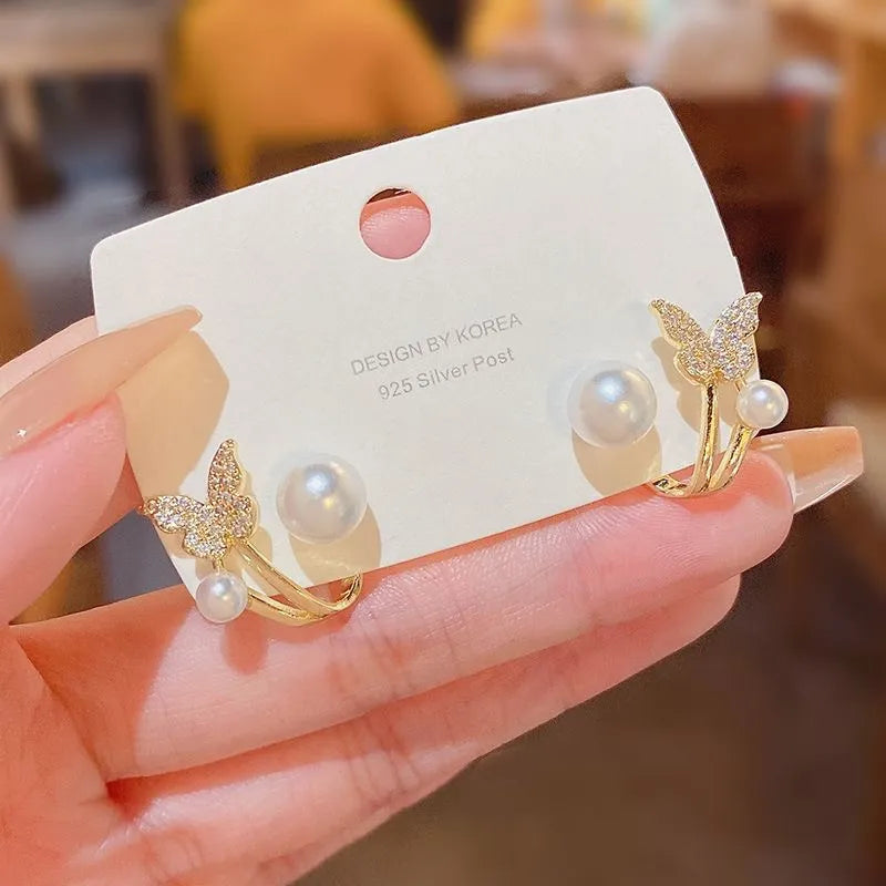 Boucles d’oreilles Papillon avec Perle