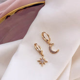 Boucles d’oreilles Créoles Lune et Étoile
