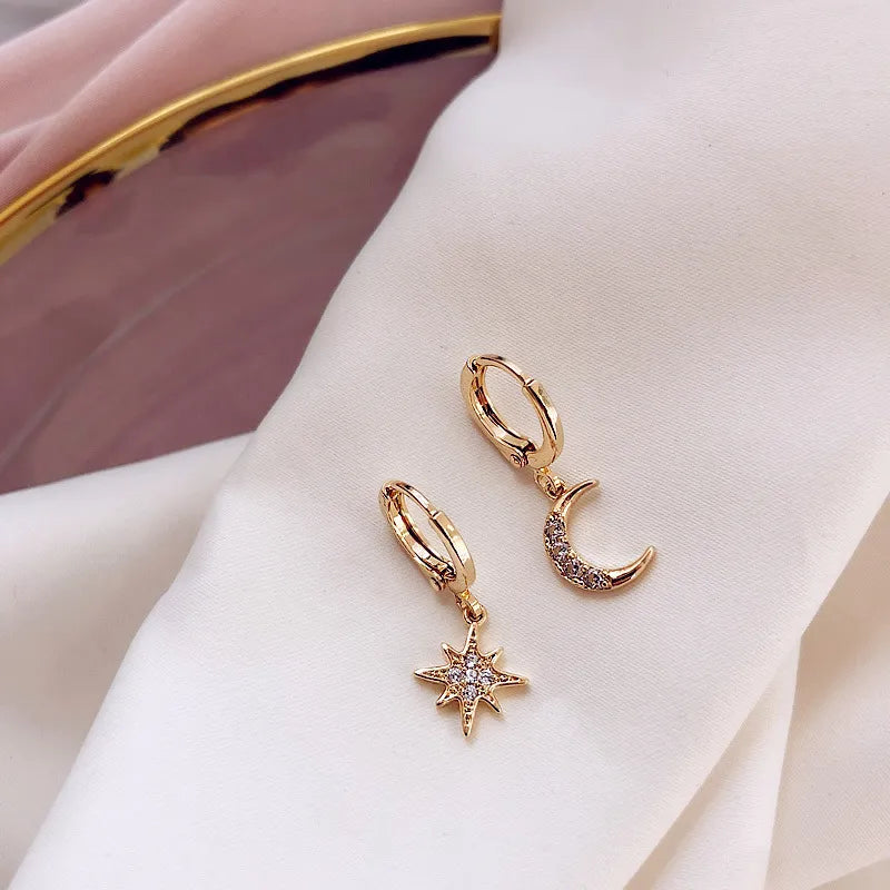 Boucles d’oreilles Créoles Lune et Étoile