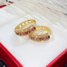 Boucles D’oreilles Créoles Avec Pierres en Or 18 carats