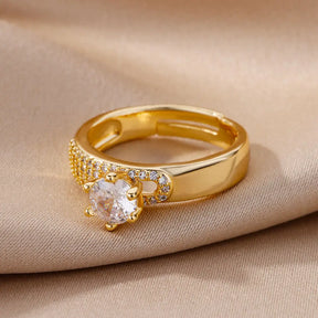 Bague Ajustable Luxueuse avec Pierre de Zirconium