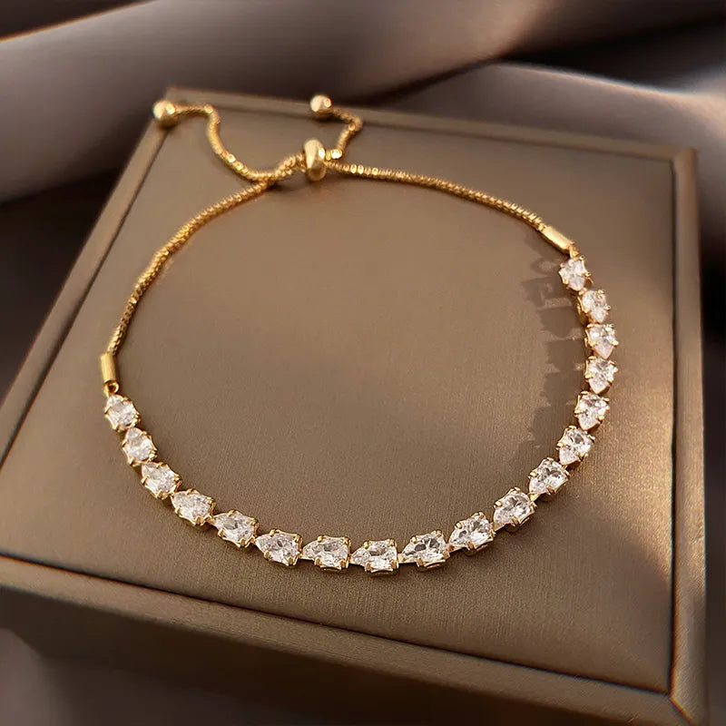 Bracelet Doré Sertie de Zirconium