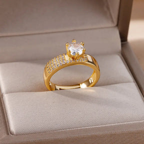 Bague Ajustable Luxueuse avec Pierre de Zirconium