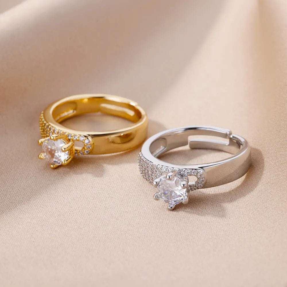 Bague Ajustable Luxueuse avec Pierre de Zirconium