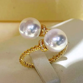 Bague Ajustable Nacrée avec Zirconium