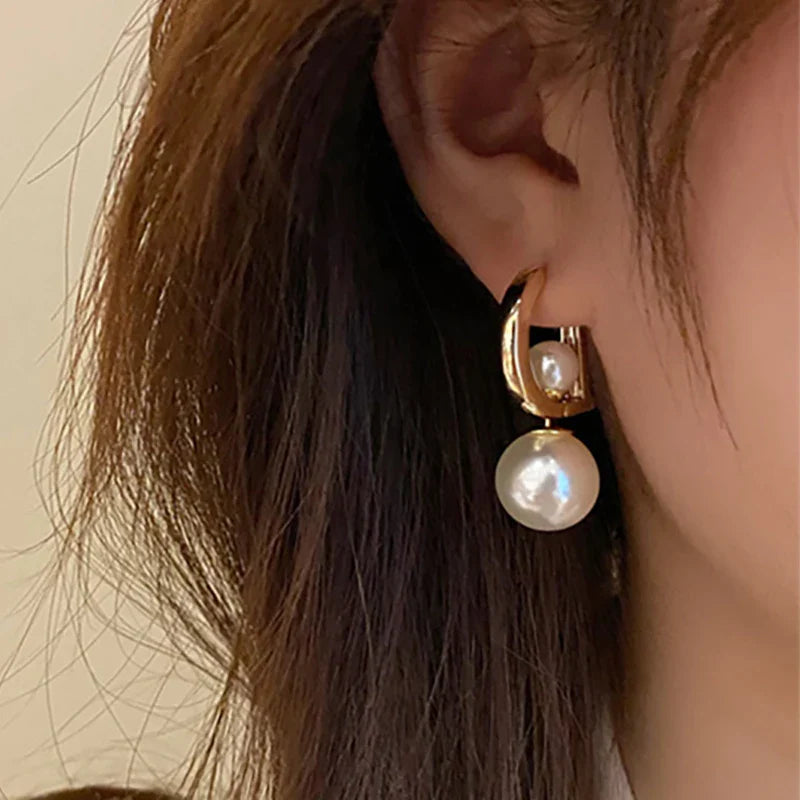Boucle d’Oreille Créole Double Perle
