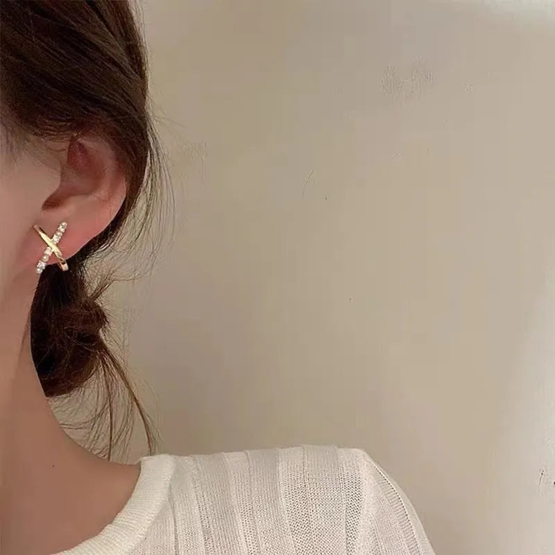 Boucles d’Oreilles Doubles Serties de Zirconium