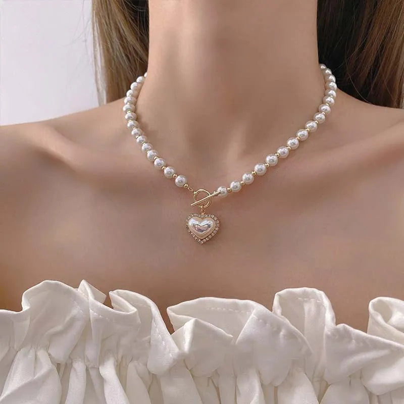 Collier Perles Cœur Rayonnant