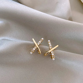 Boucles d’Oreilles Doubles Serties de Zirconium