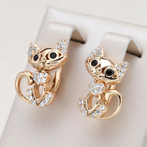 Boucle d’Oreille Chaton avec Zircone