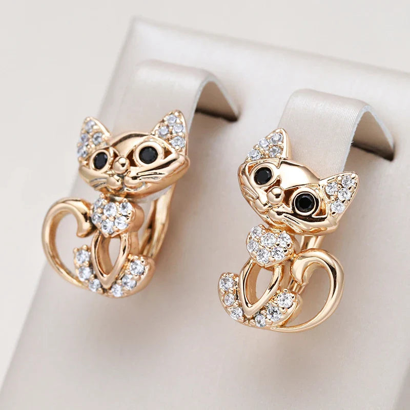 Boucle d’Oreille Chaton avec Zircone