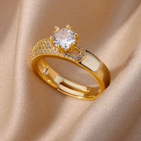 Bague Ajustable Luxueuse avec Pierre de Zirconium