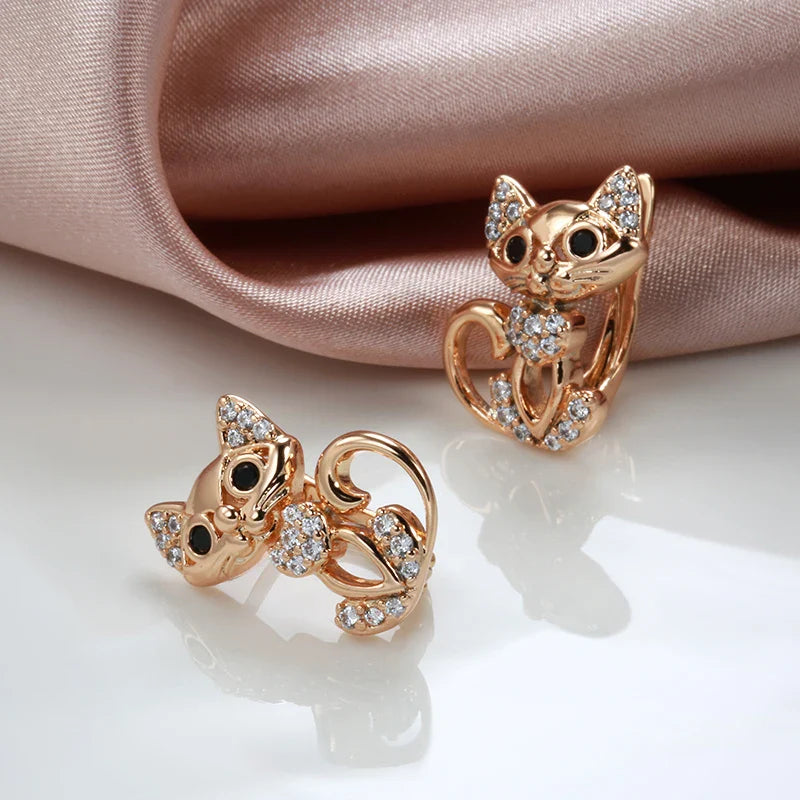Boucle d’Oreille Chaton avec Zircone