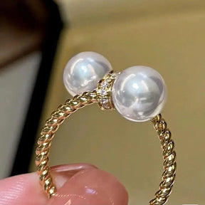 Bague Ajustable Nacrée avec Zirconium